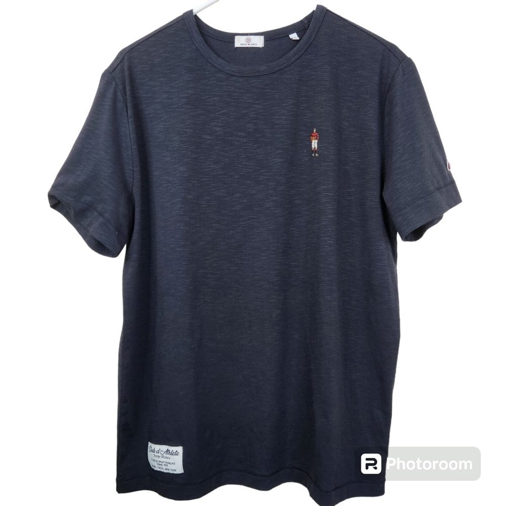 Serge Blanco Heather Navy Blue Short Sleeve Rugby Tee Medium